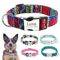 Nylon Dog Collar Personalized Pet Collar Engraved ID Tag Nameplate