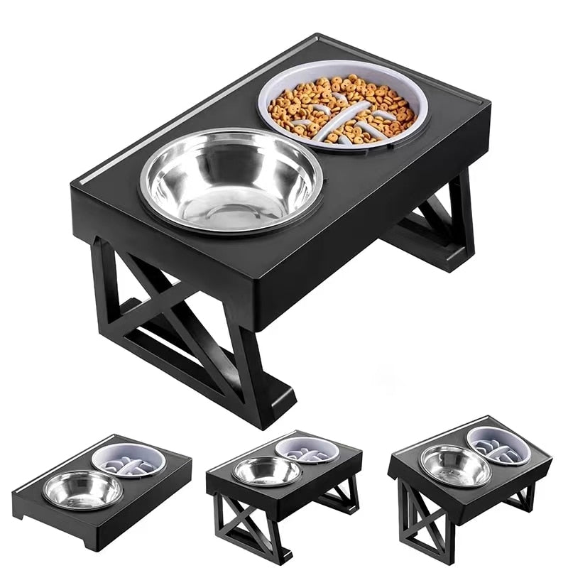 Elevated Dog Bowls With 3 Adjustable Heights