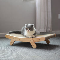 Wooden Cat Scratcher Detachable Lounge Bed