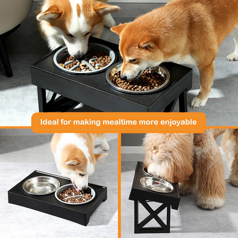 Elevated Dog Bowls With 3 Adjustable Heights