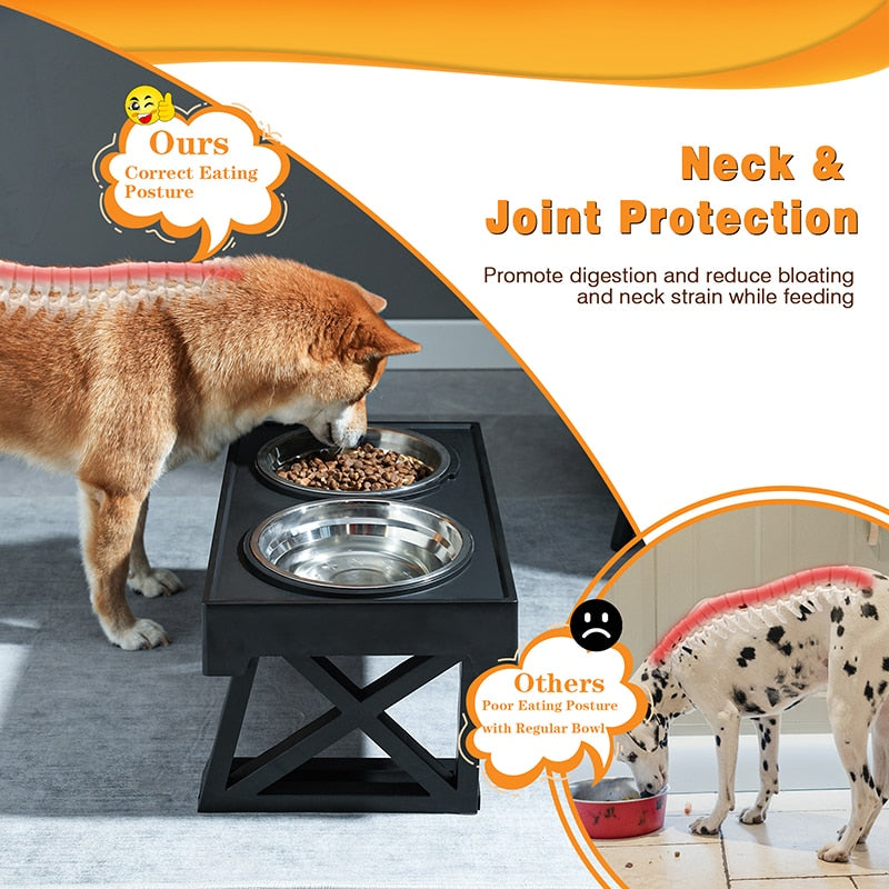 Elevated Dog Bowls With 3 Adjustable Heights