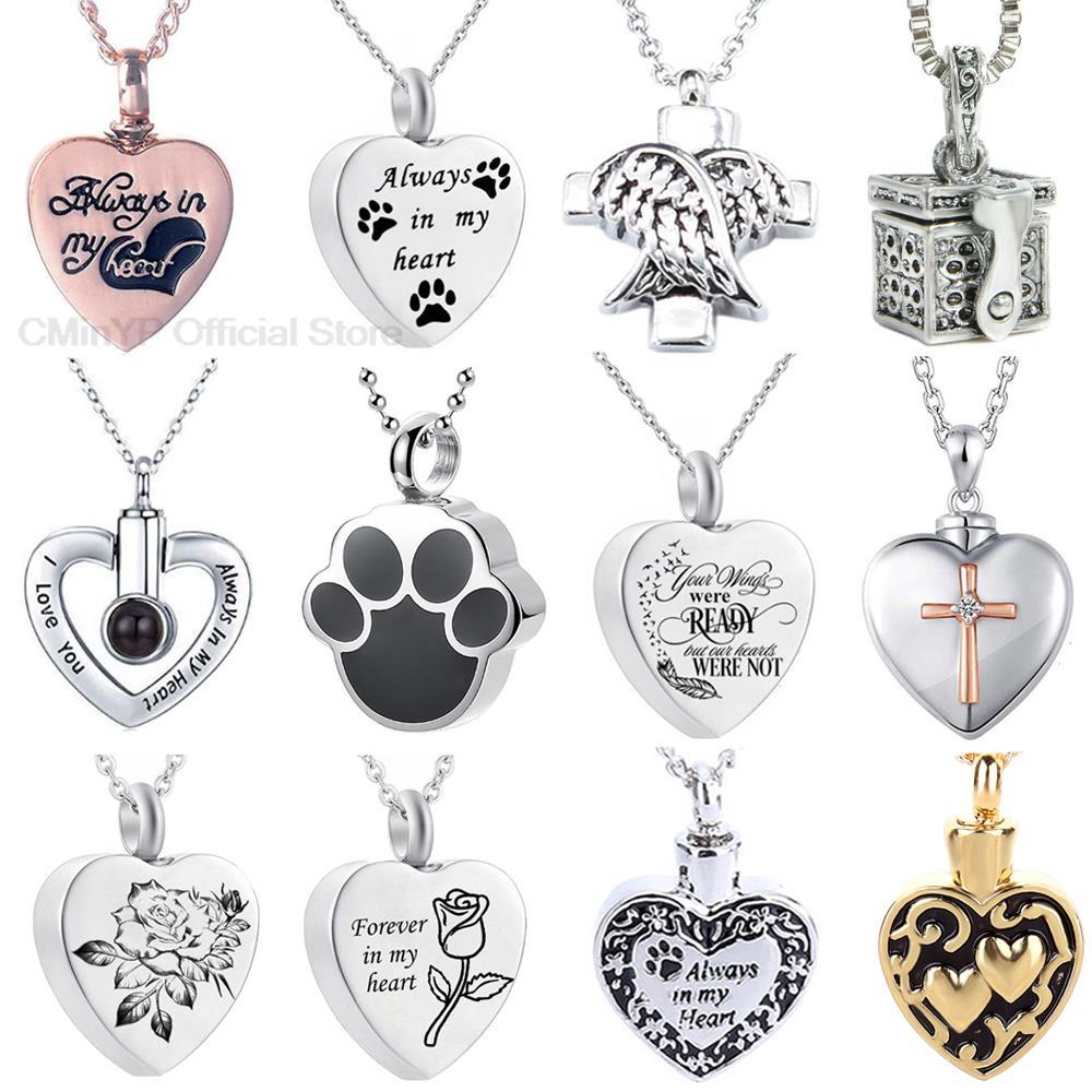 1PCS Pet Dog Paw Charm Memorial Funeral Urn for Ashes Animal Necklace